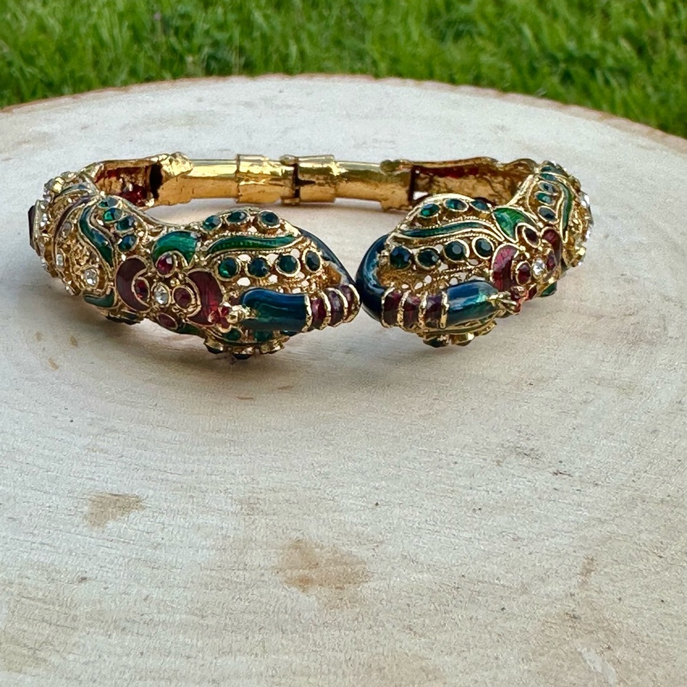Multicolor Gold Tone Bracelet Cuff Indian Style